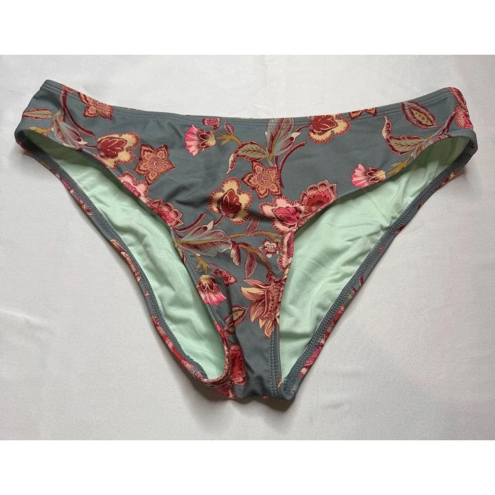 Cupshe Women Teal Pink Floral Paisley Triangle Bikini Set  Size M